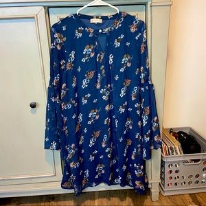 Altar’d State Blue Floral Top- Flowy Sleeves